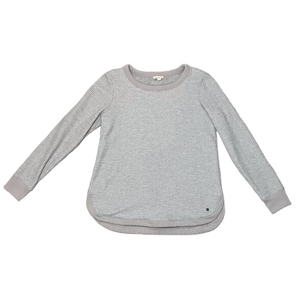 L.L. Bean Signature Brushed Back Waffle Boatneck Sweater Light Gray Size Medium - Picture 2 of 11